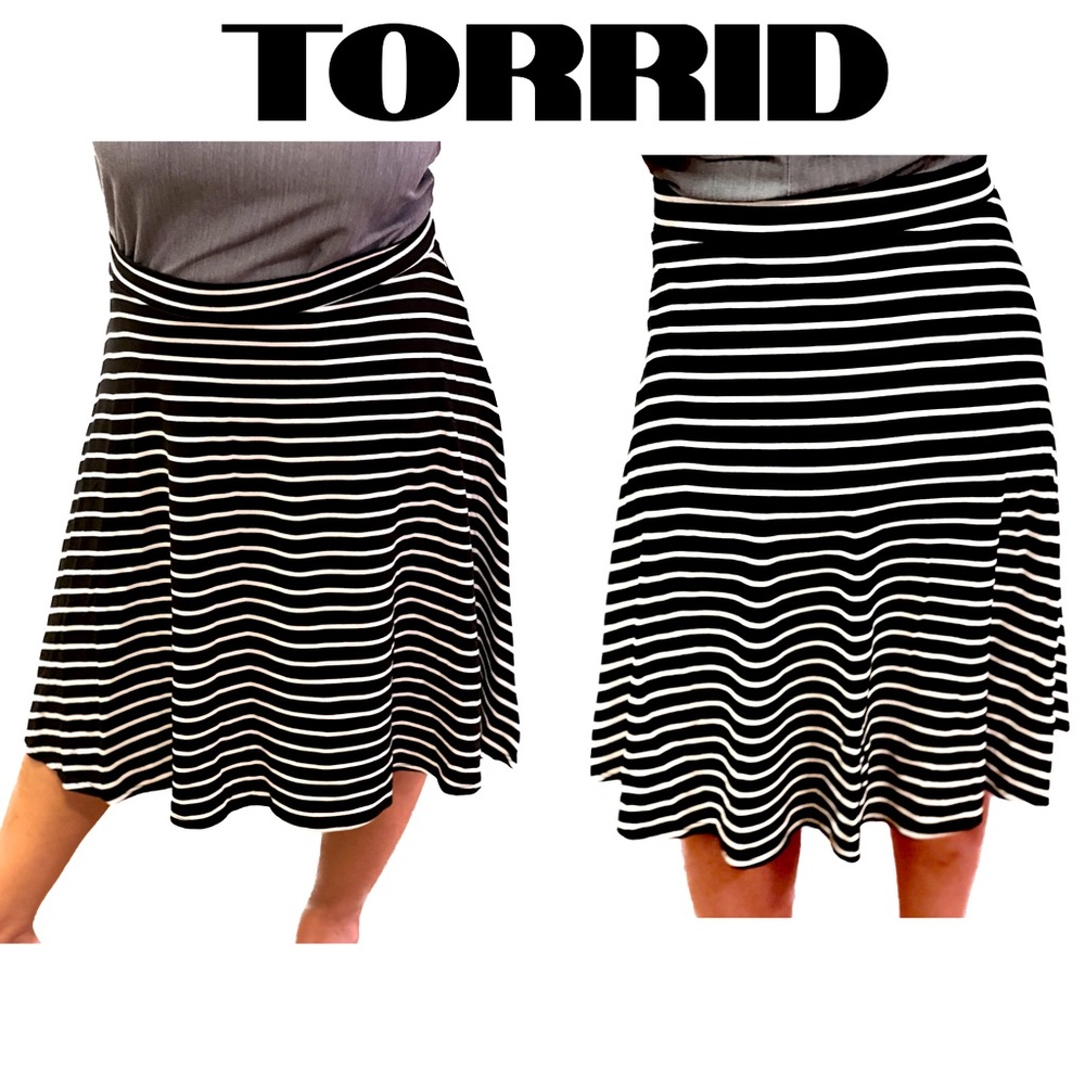 Torrid Black & White Striped Skirt